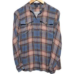 Chaps Denim Women's Flannel Shirt Size S Long Sleeve Blue Multicolor Plaid Top‎